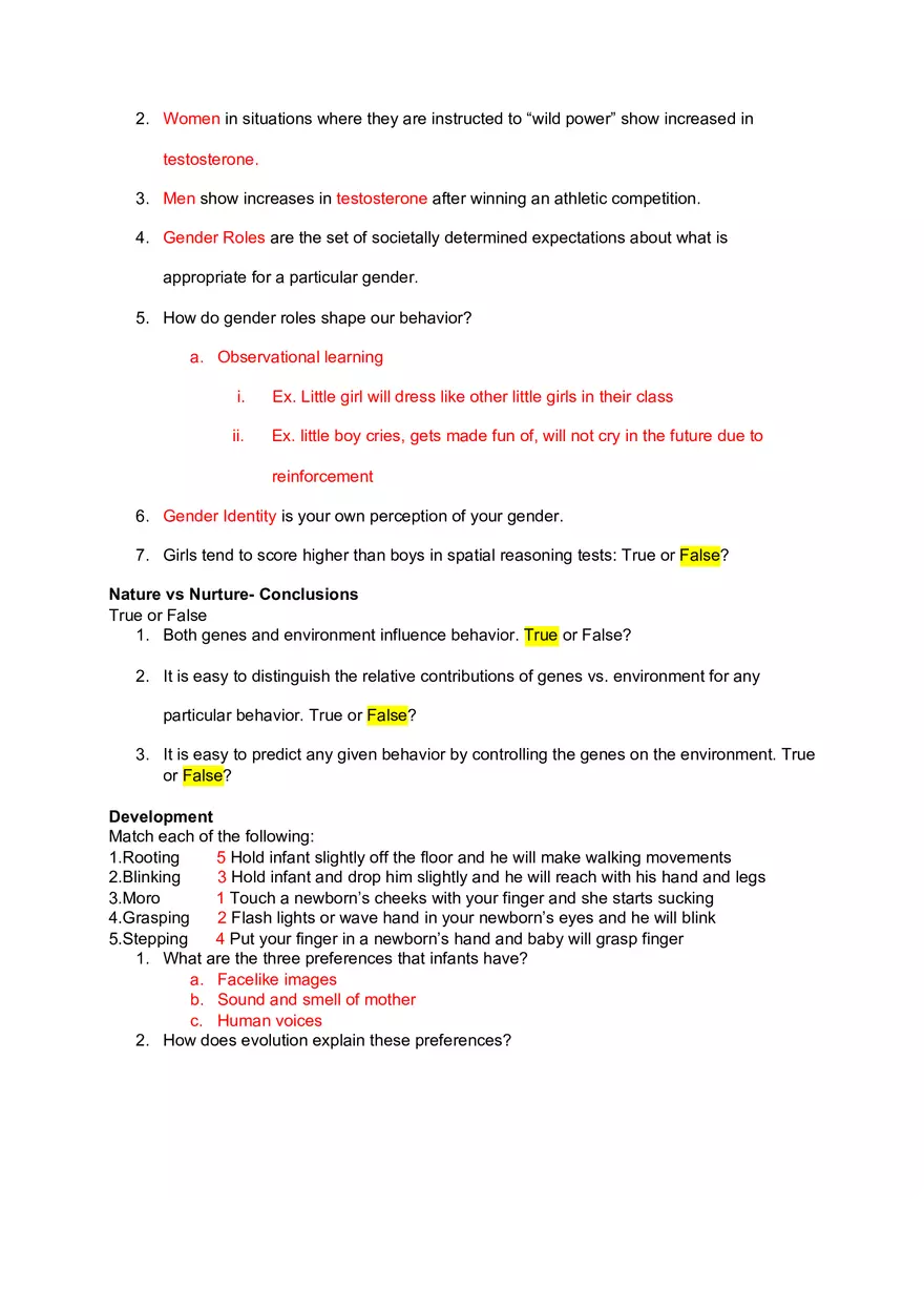 Introduction to Elementary Psychology Exam 1 Review - Page 4
