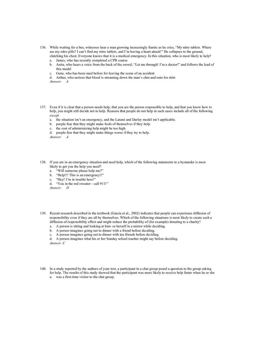 Prosocial Behavior - Why do People Help Answers 4 - Page 1