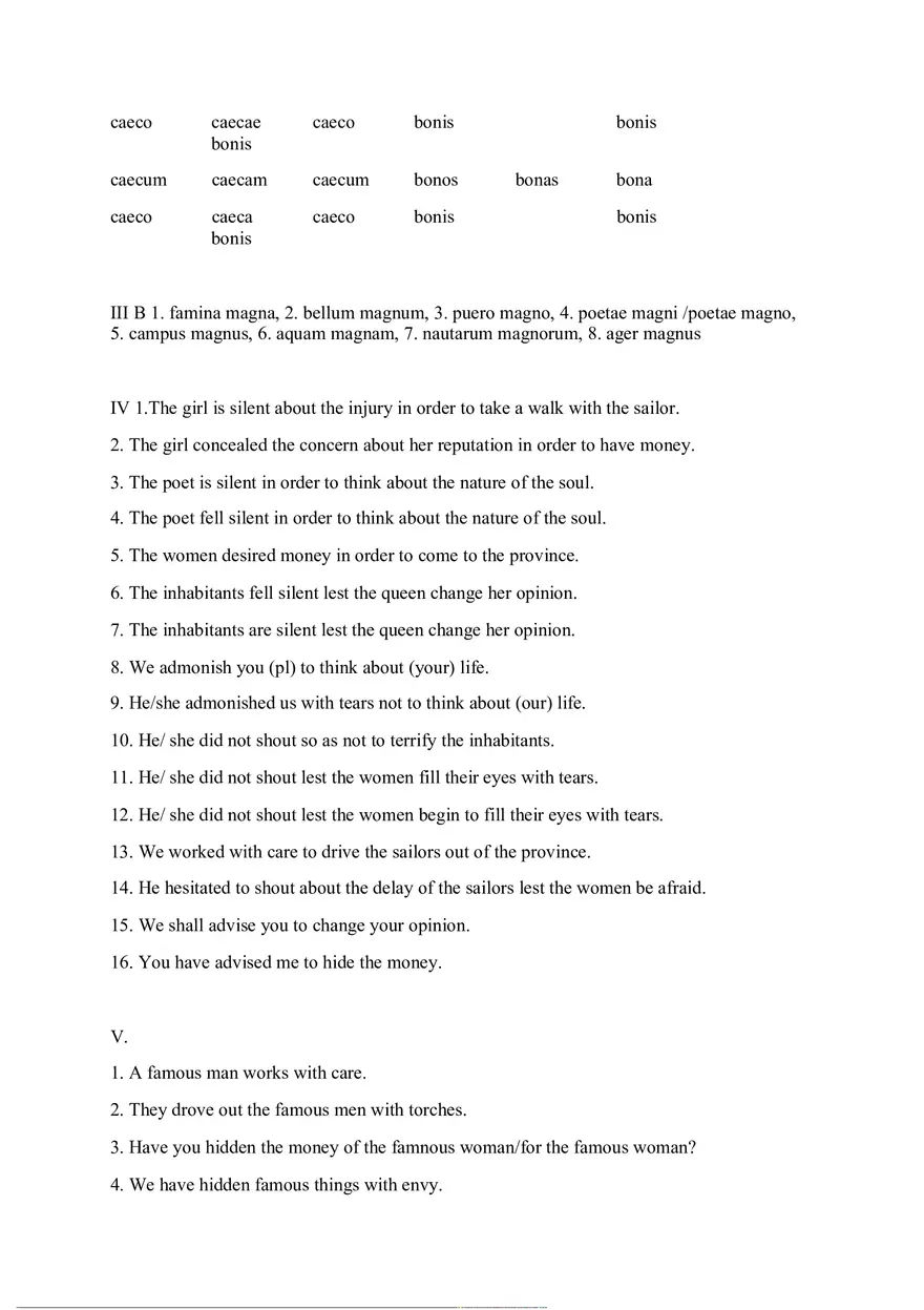 Answer Key for Latin. An Intensive Course Part 1 - Page 9