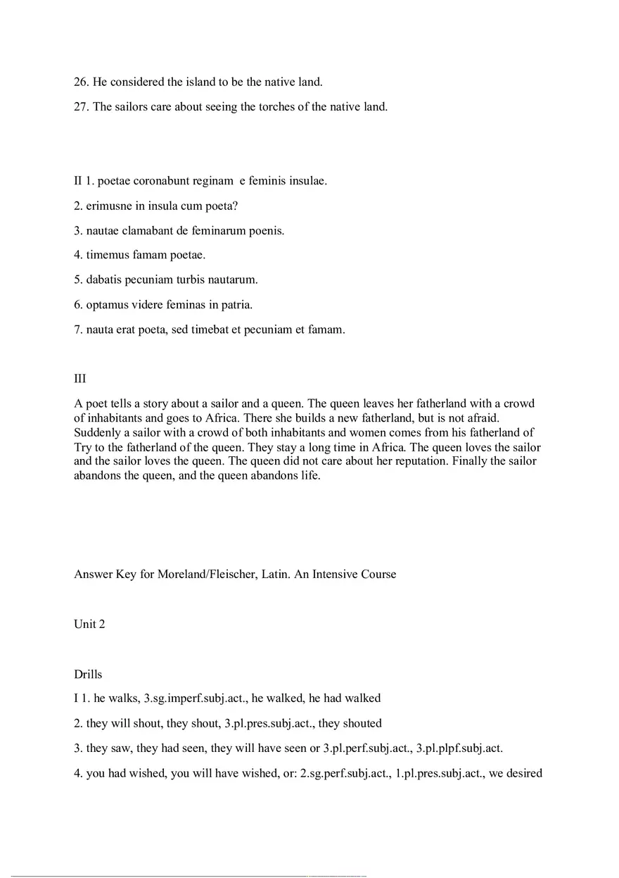 Answer Key for Latin. An Intensive Course Part 1 - Page 4