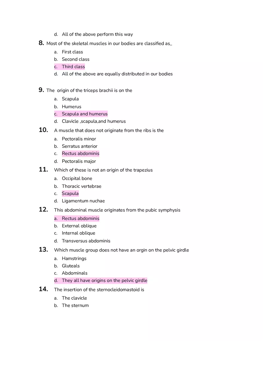 The Muscular System Quiz Questions Anatomy and Physiology - Page 2