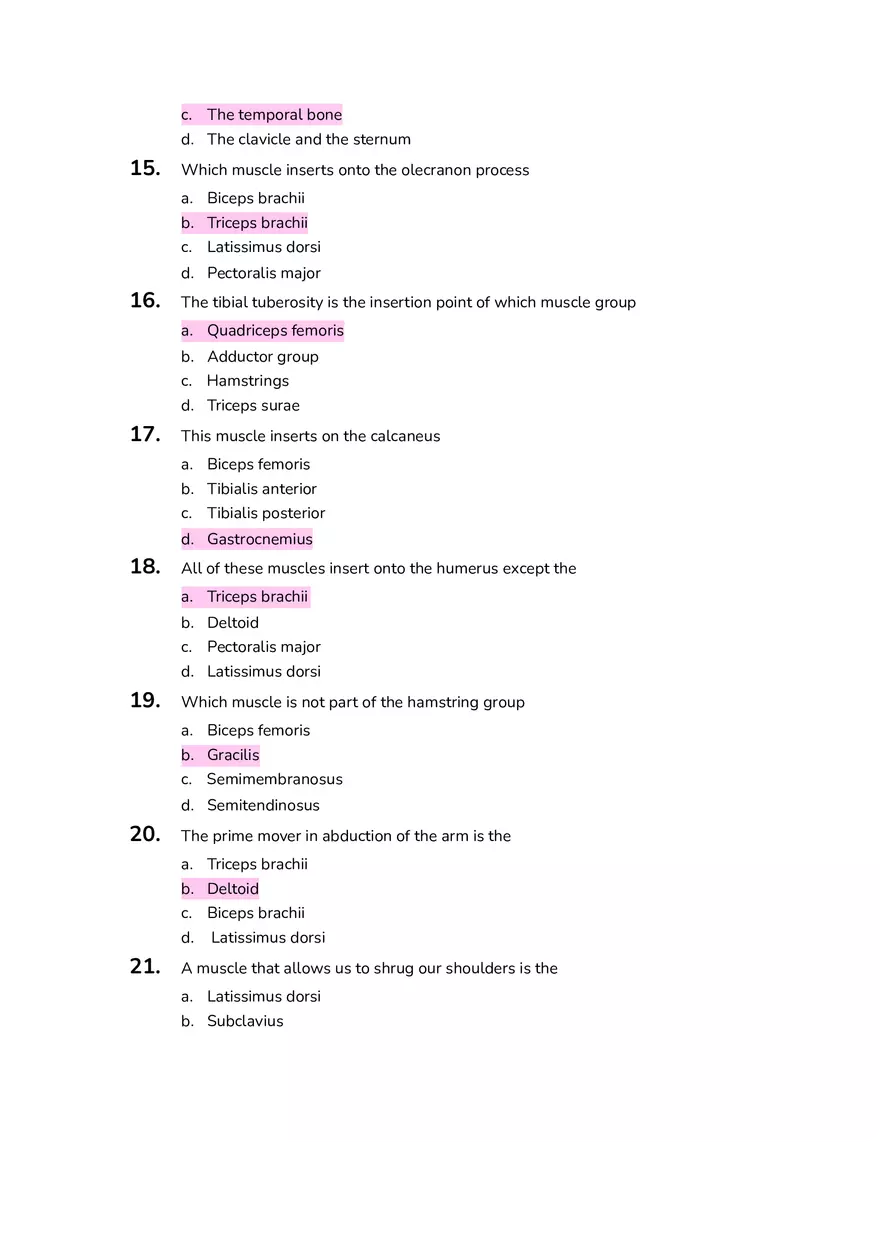 The Muscular System Quiz Questions Anatomy and Physiology - Page 3
