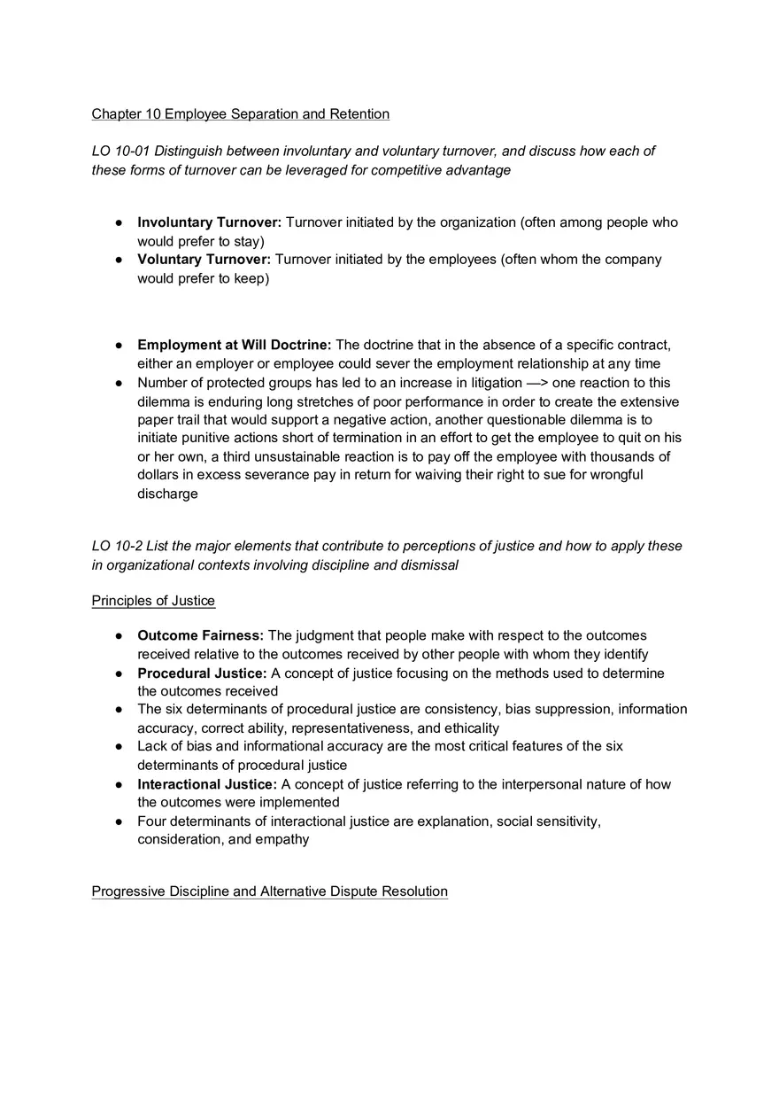 Employee Separation and Retention Study Notes - Page 1
