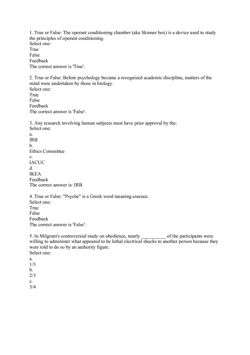 Social Psychology Self Quiz 1 - Page 1