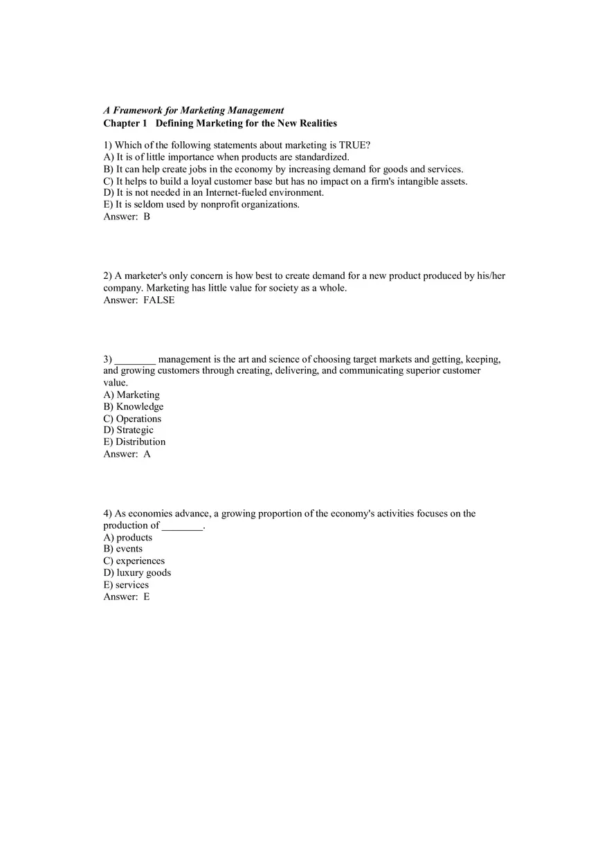 Defining Marketing for the New Realities Answers 1 - Page 1