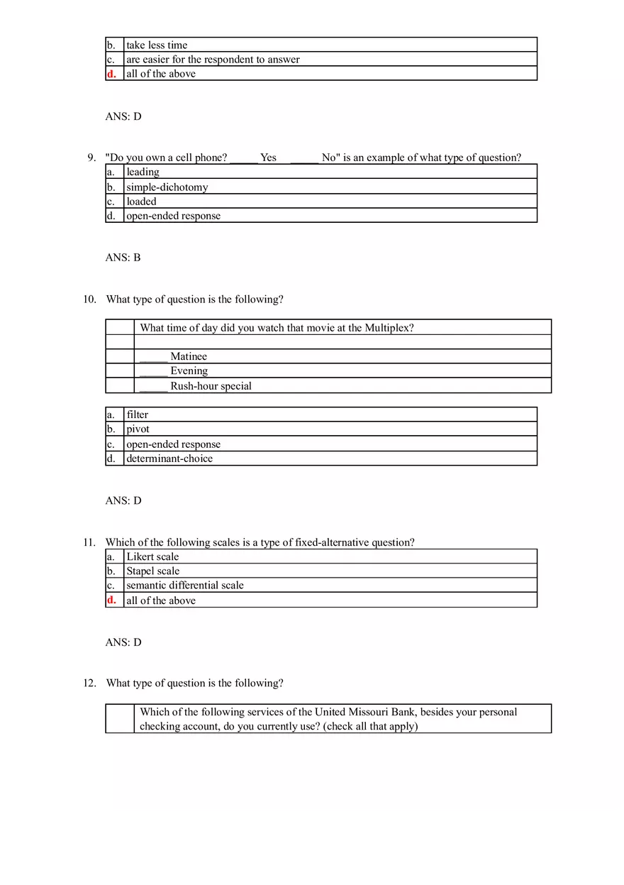 Chapter 15 Questionnaire Design - Page 13