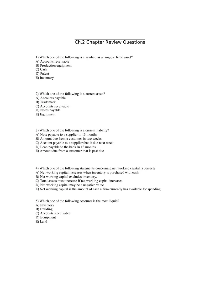 Corporate Finance - Chapter 2 Review Questions - Page 2