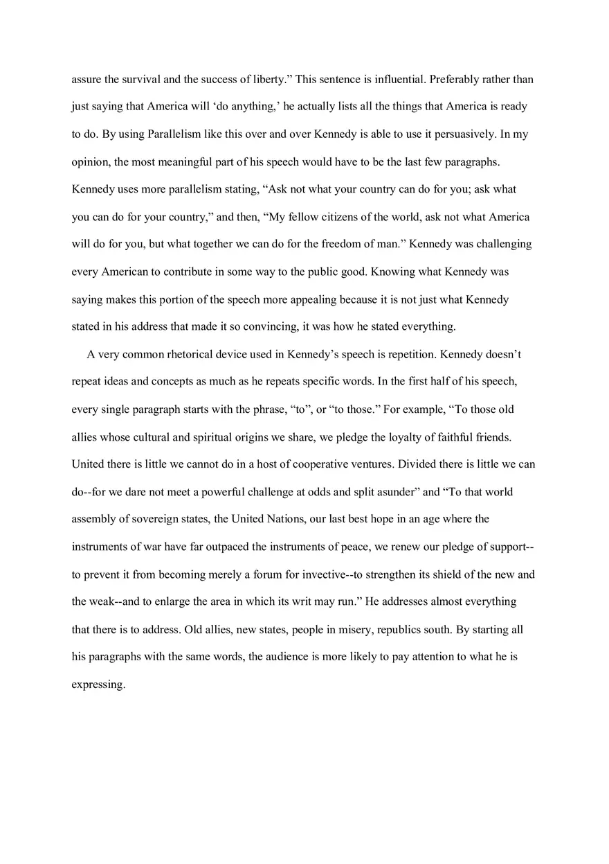 JFK Rhetorical Analysis - Page 2