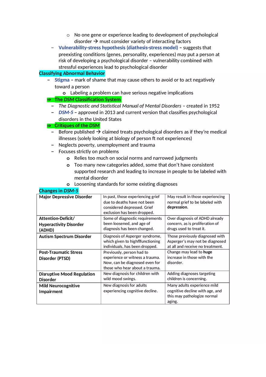 Chapter 15 Notes - Psychological Disorders - Page 2