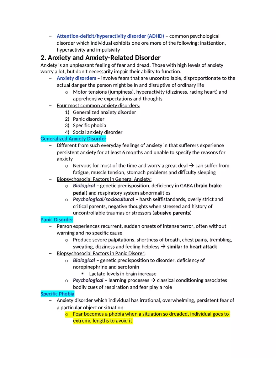 Chapter 15 Notes - Psychological Disorders - Page 3