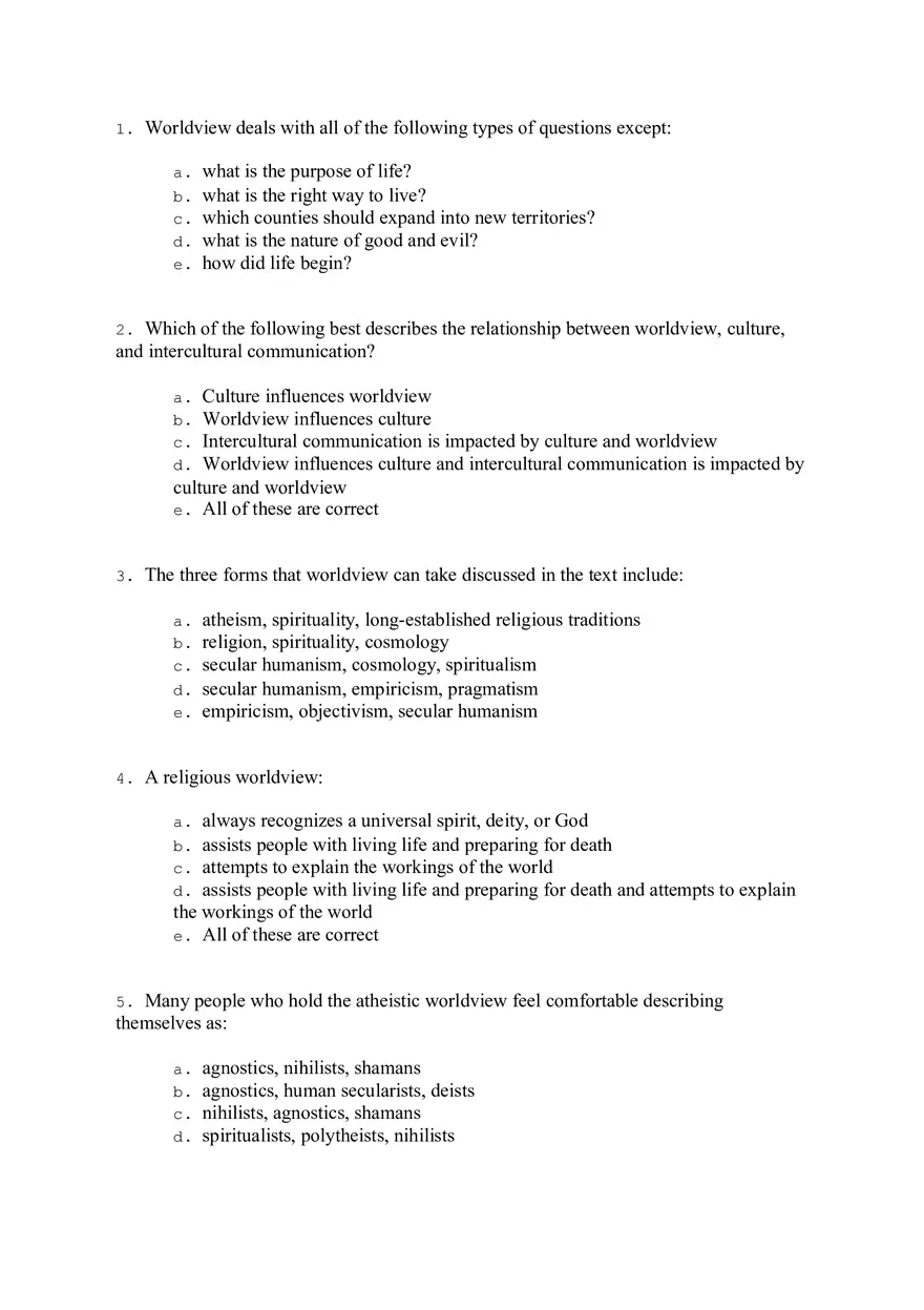 Understanding Worldviews and Their Impact on Culture and Communication - Page 1