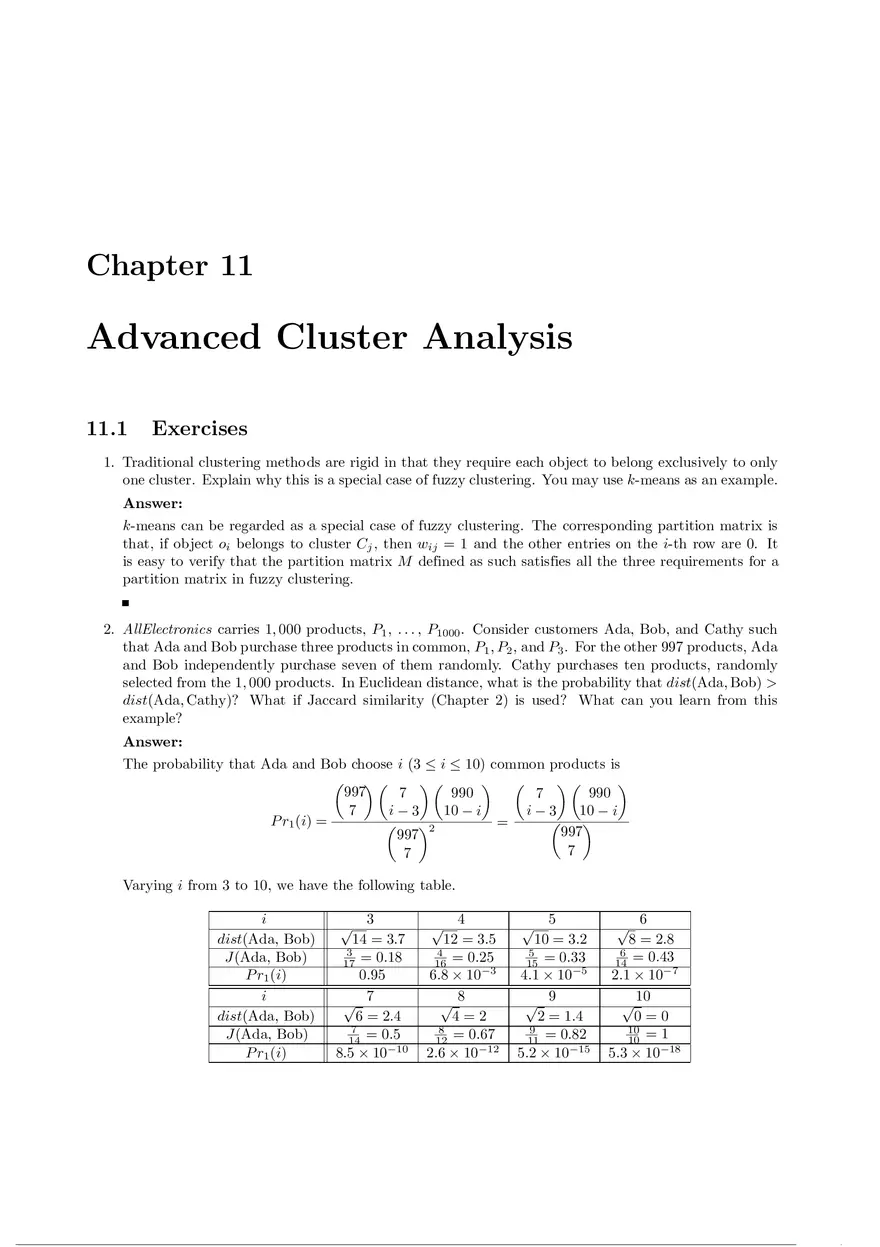 Solution Manual for Data Mining Chapter 11 - Page 1