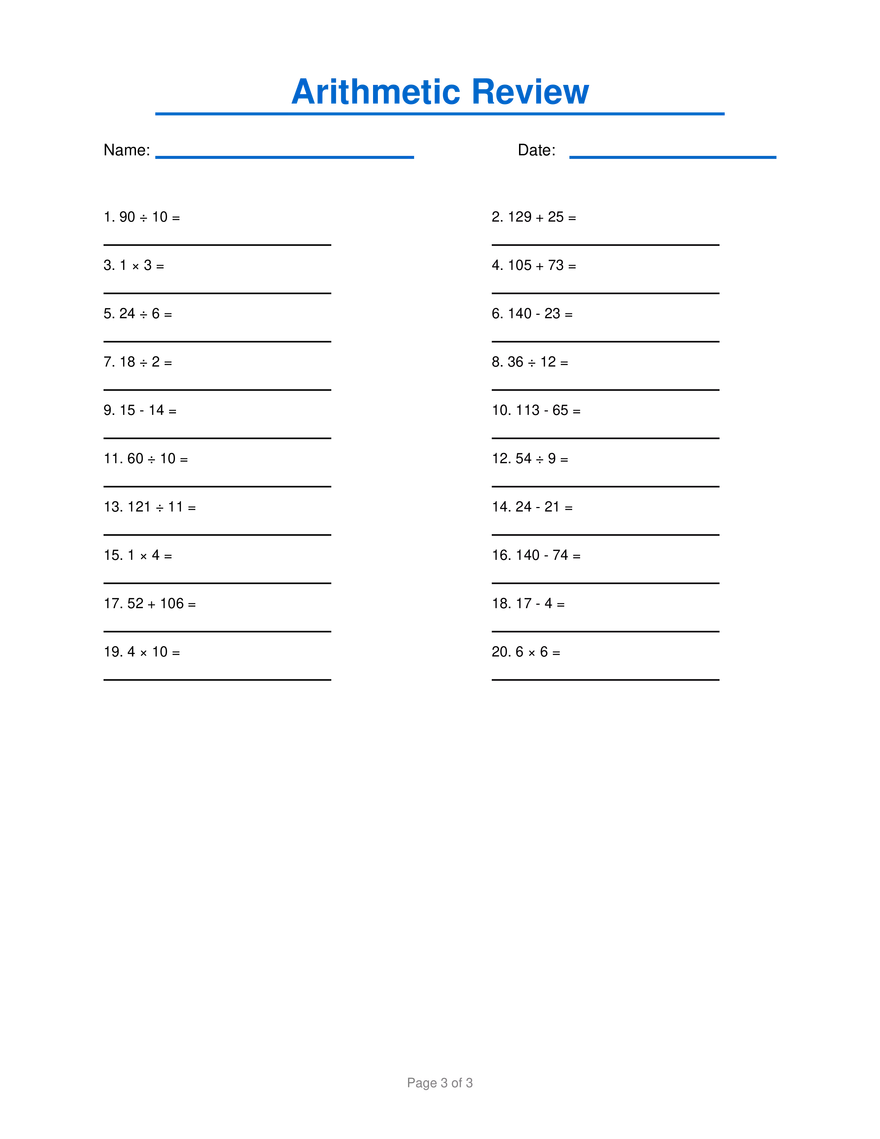 Arithmetic Review #10 - Page 3