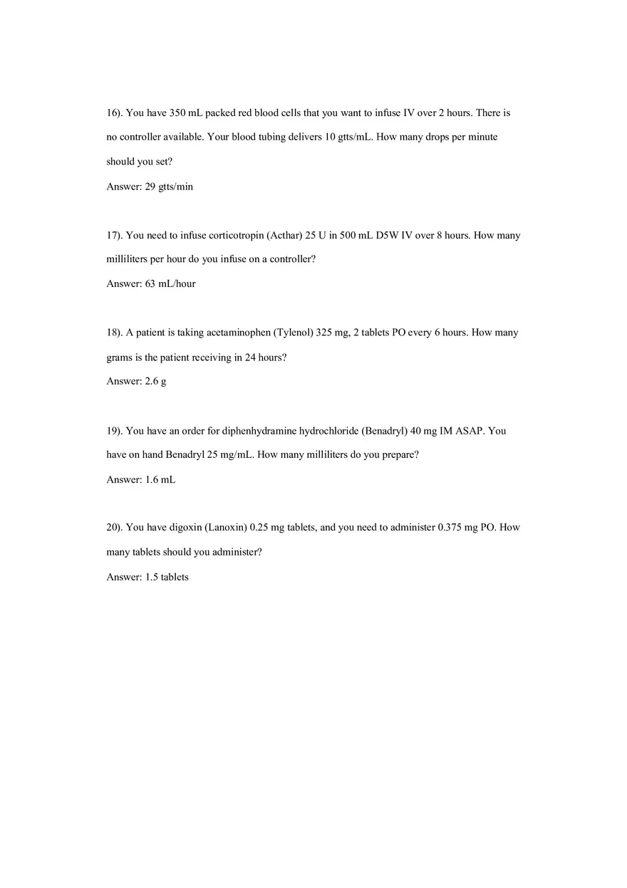 Dosage Calculation Practice Worksheet 4 - Page 4