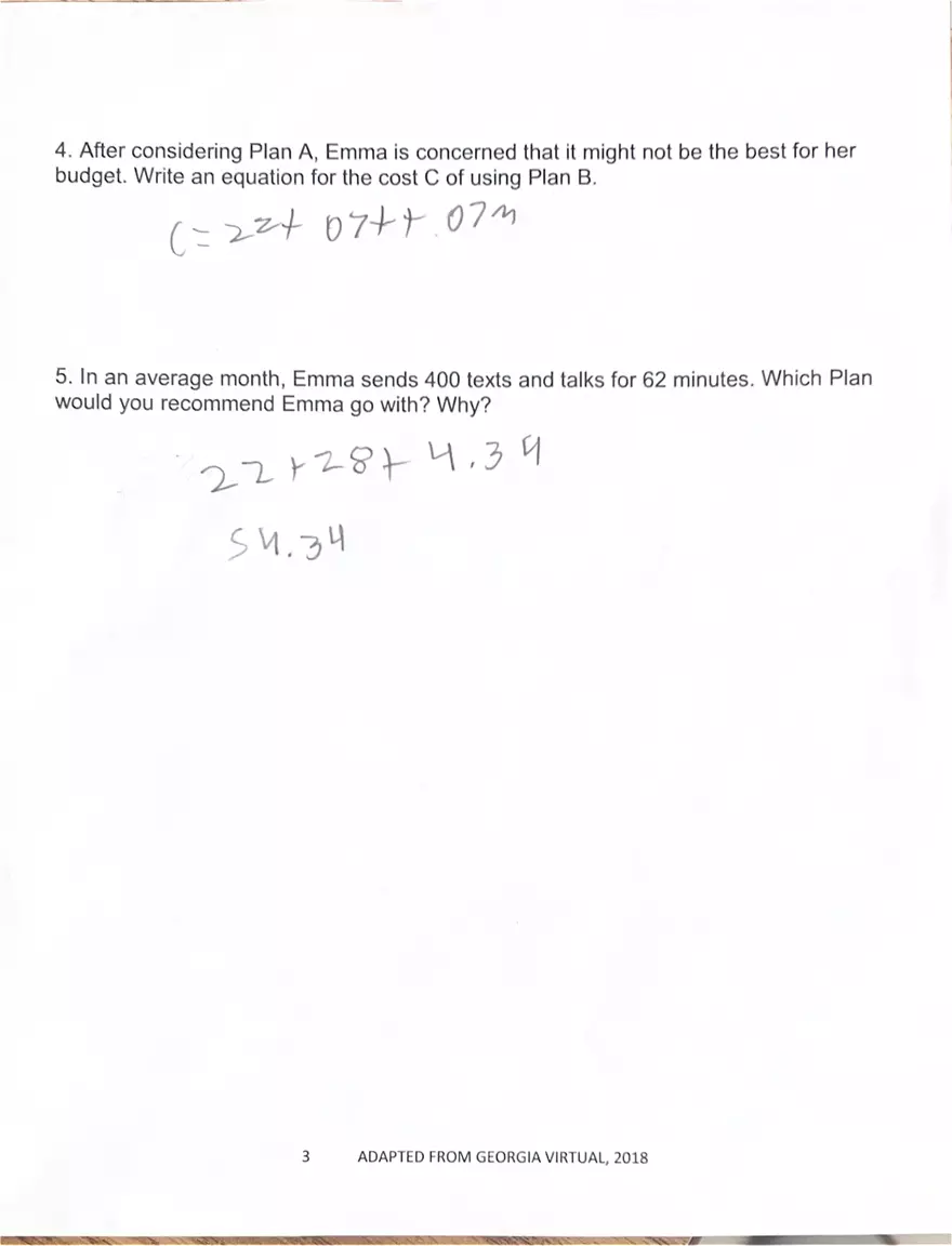 Emma's Cell Phone Plan - Options - Page 3