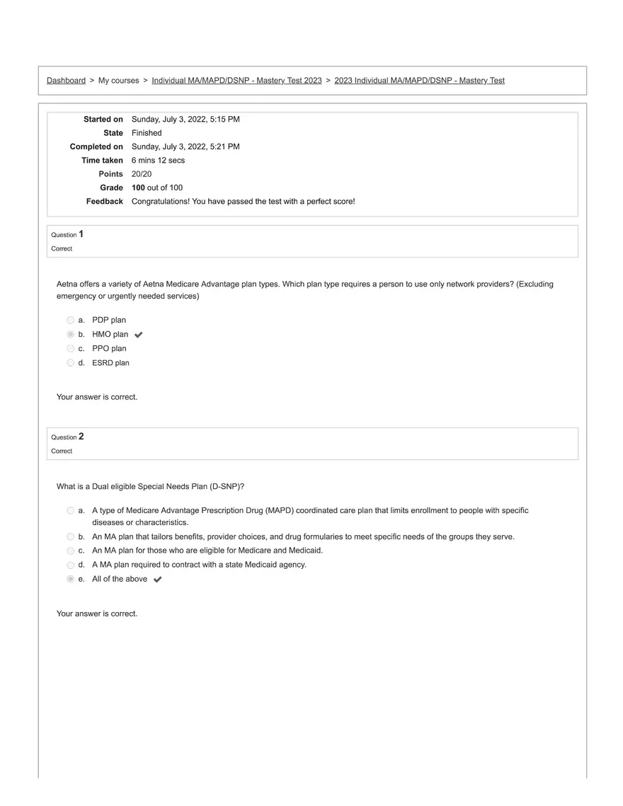 Aetna Exam #2 - Page 1