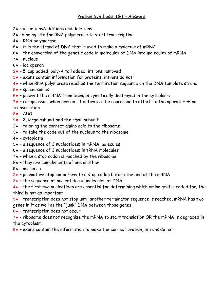 Protein Synthesis TGT - Questions - Page 2