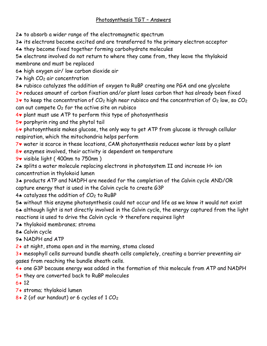 Photosynthesis TGT – Questions - Page 2