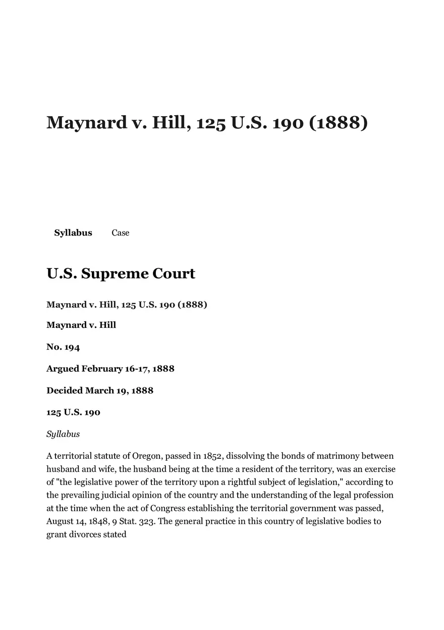 Maynard v. Hill Case - Page 1