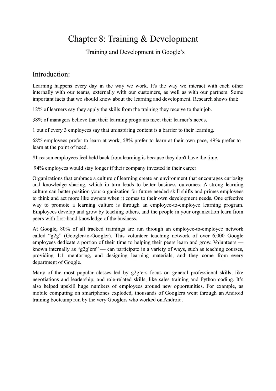 Training and Development in Google - Page 1