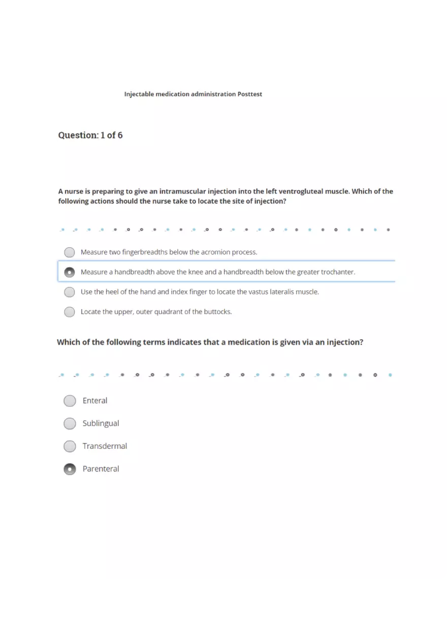 Injectable Medication Administration Posttest - Page 1