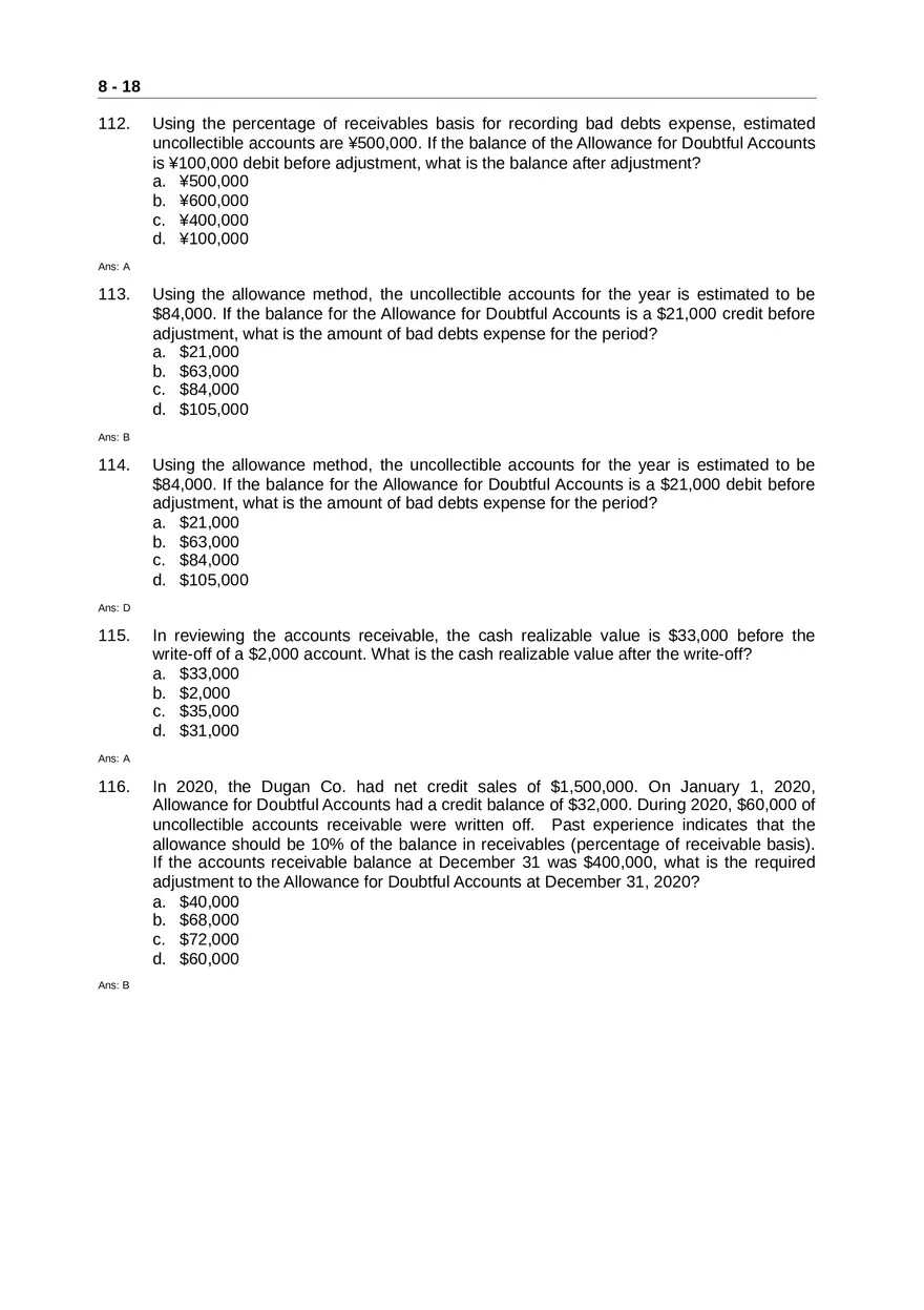 Accounting for Receivables Answer Key Part 2 - Page 7