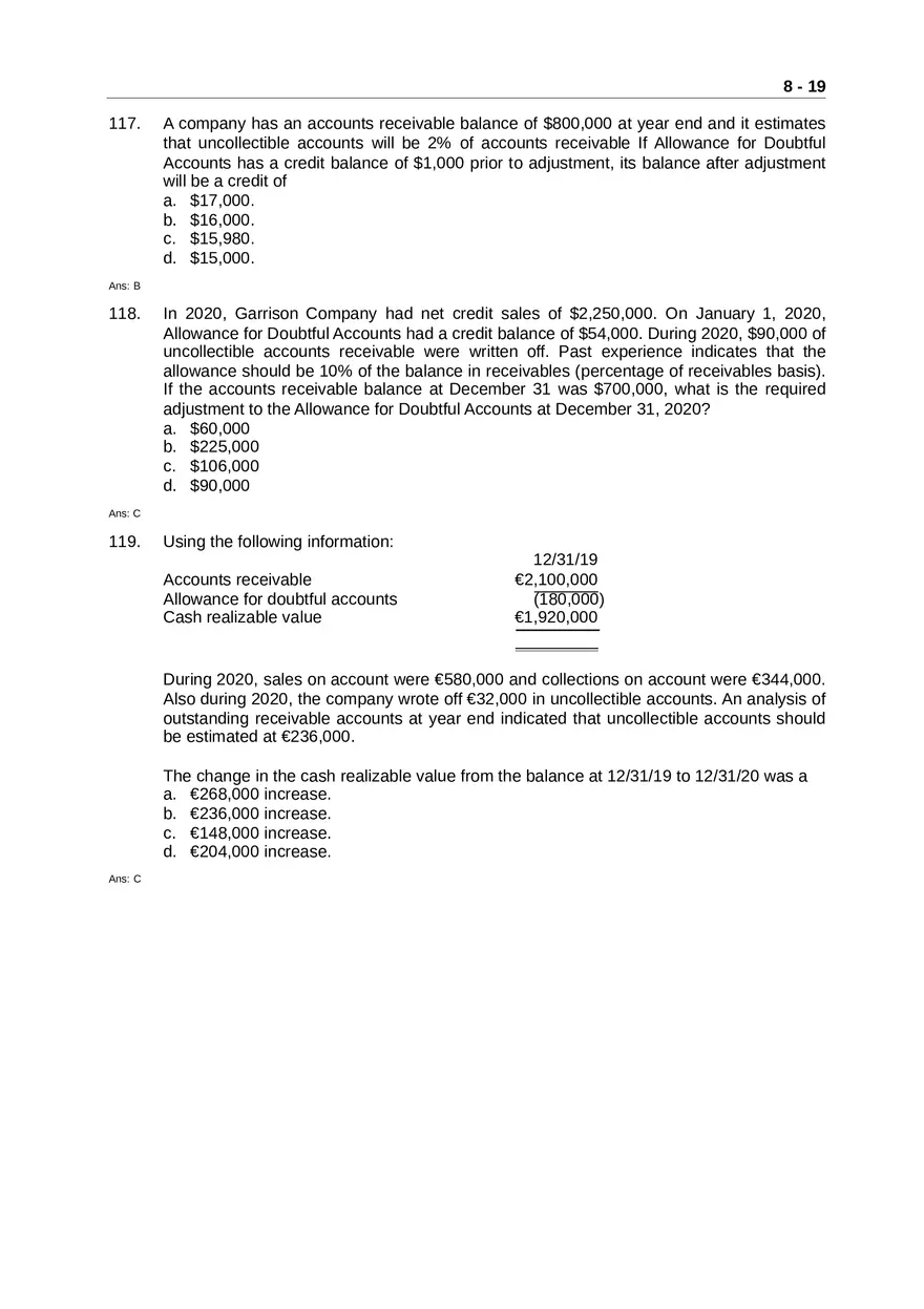 Accounting for Receivables Answer Key Part 2 - Page 8