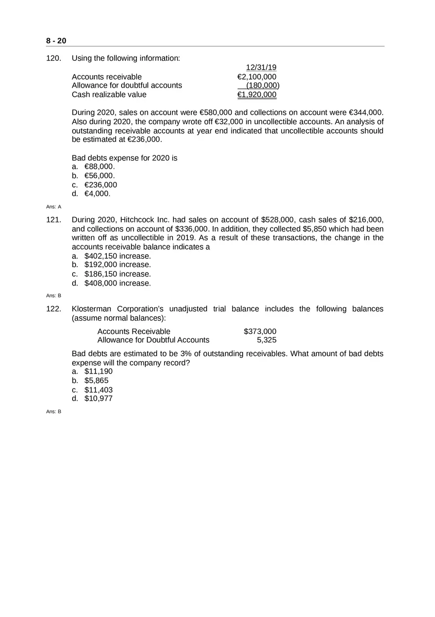Accounting for Receivables Answer Key Part 2 - Page 9