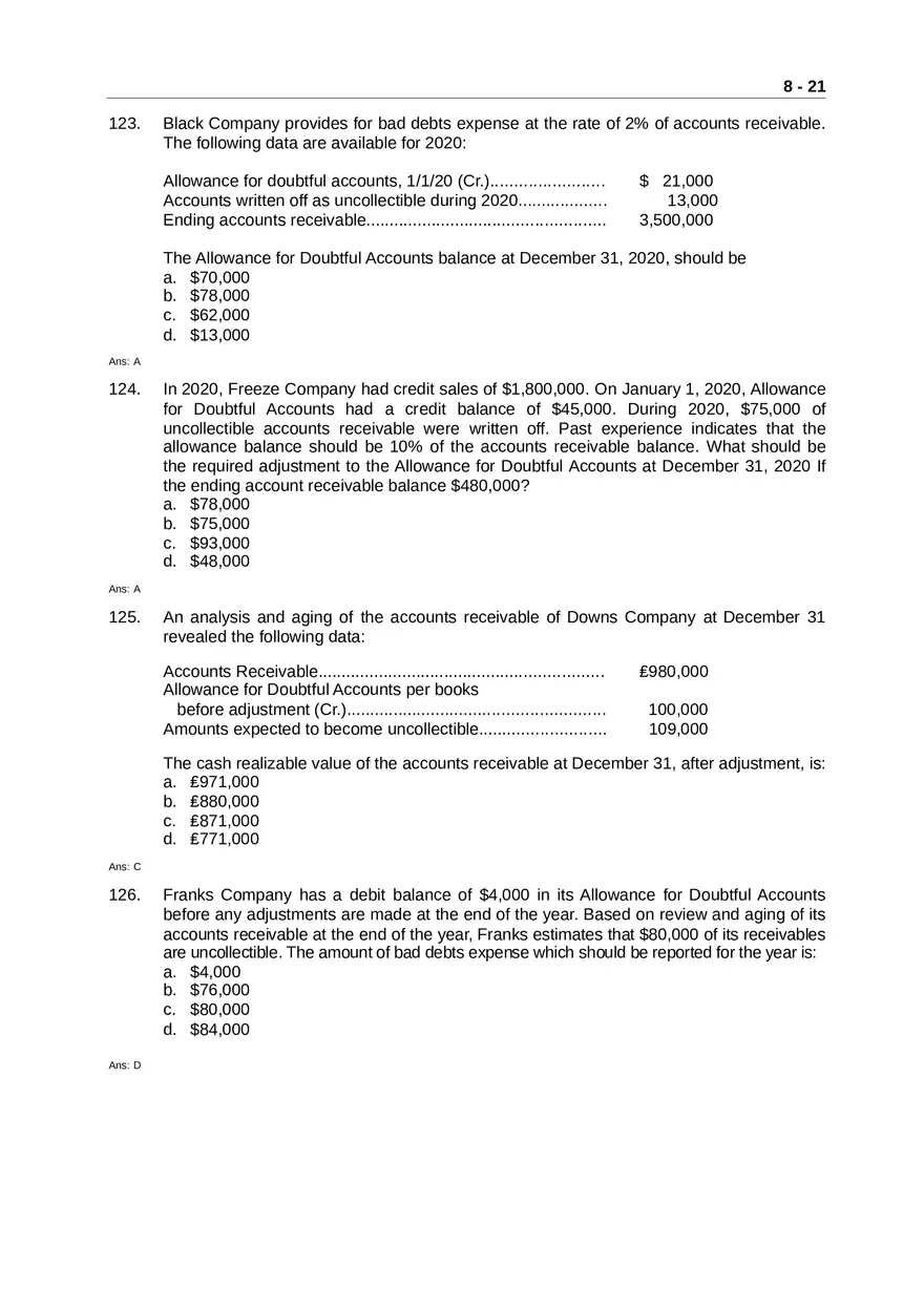 Accounting for Receivables Answer Key Part 2 - Page 10