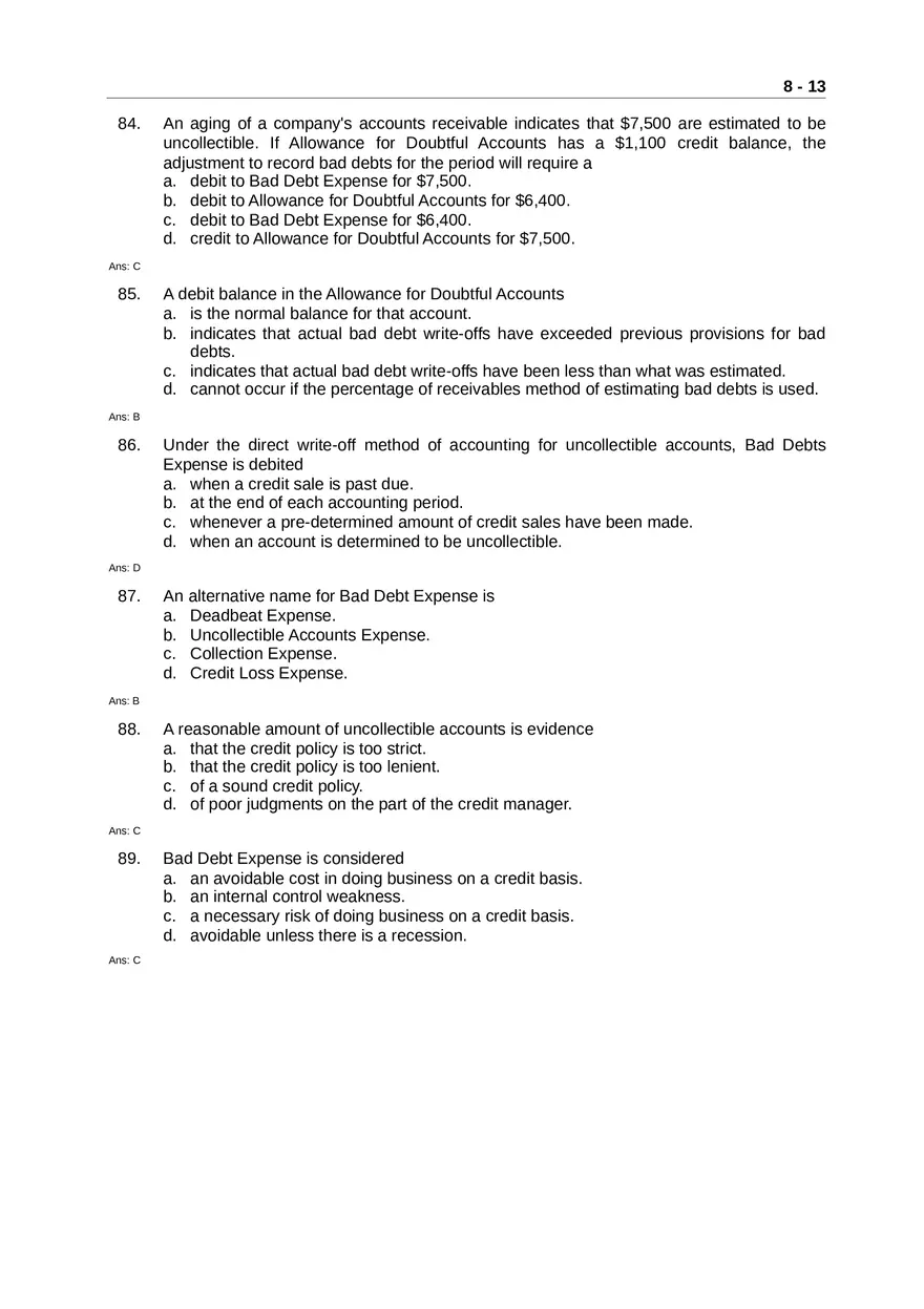 Accounting for Receivables Answer Key Part 2 - Page 2