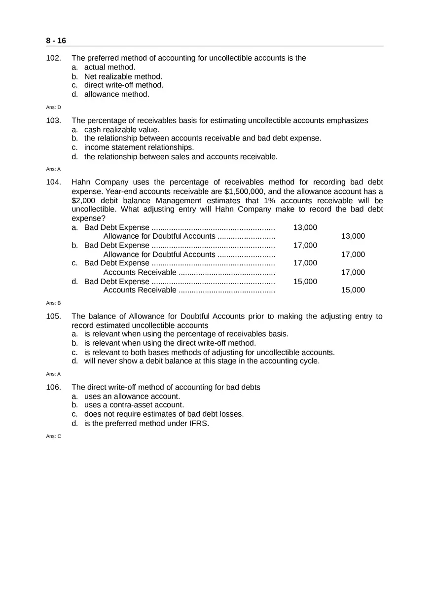 Accounting for Receivables Answer Key Part 2 - Page 5