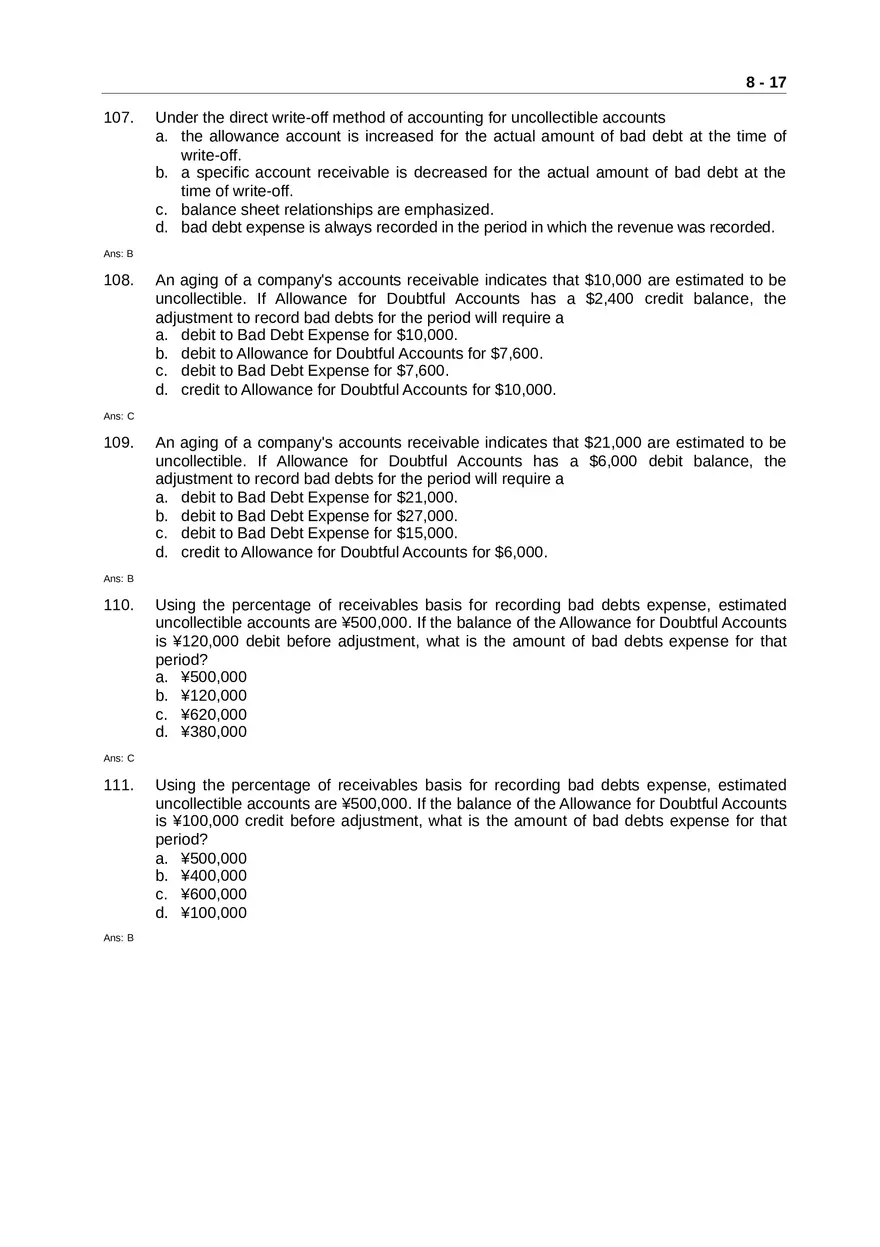 Accounting for Receivables Answer Key Part 2 - Page 6