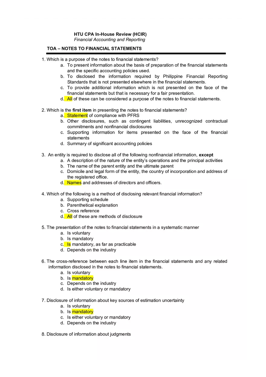 Which is a Purpose of the Notes to Financial Statements - Page 1