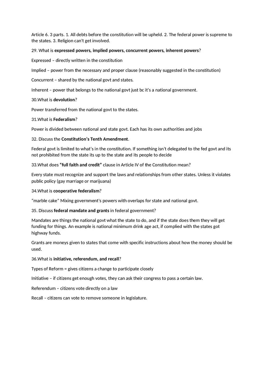 Introduction to American Politics Exam 1 - Study Guide - Page 4