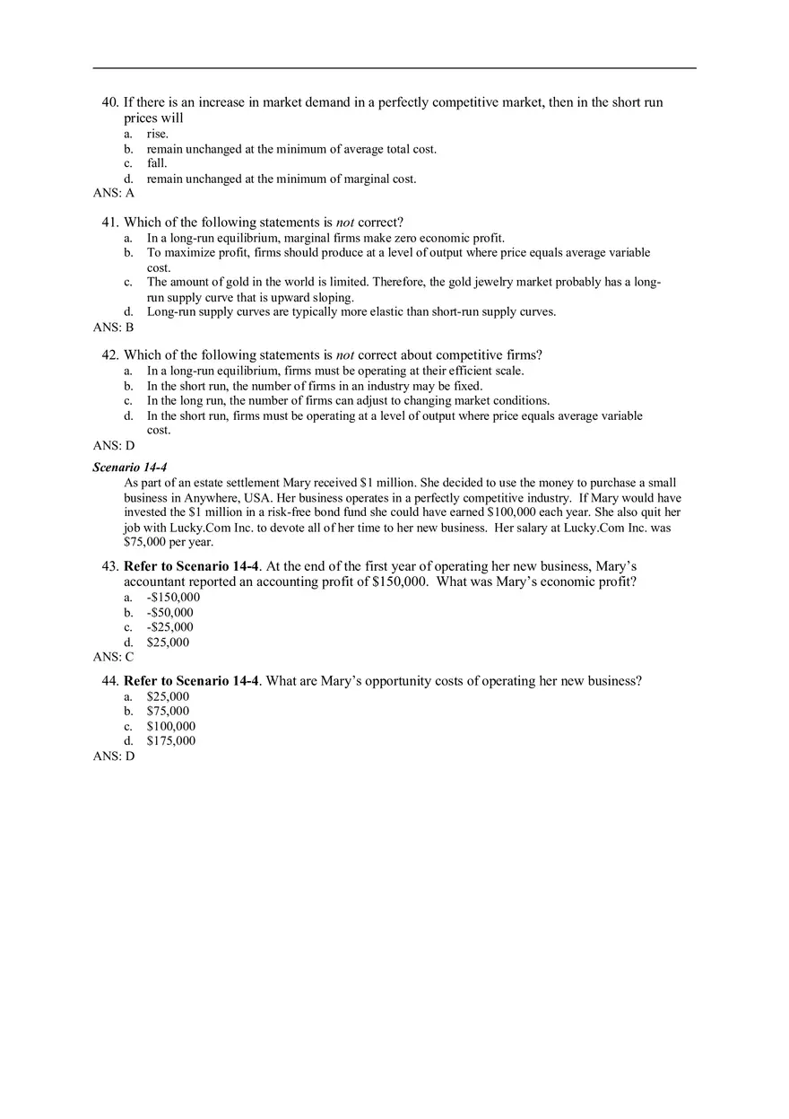 Chapter 14 Firms in Competitive Markets Answer Key Part 8 - Page 2