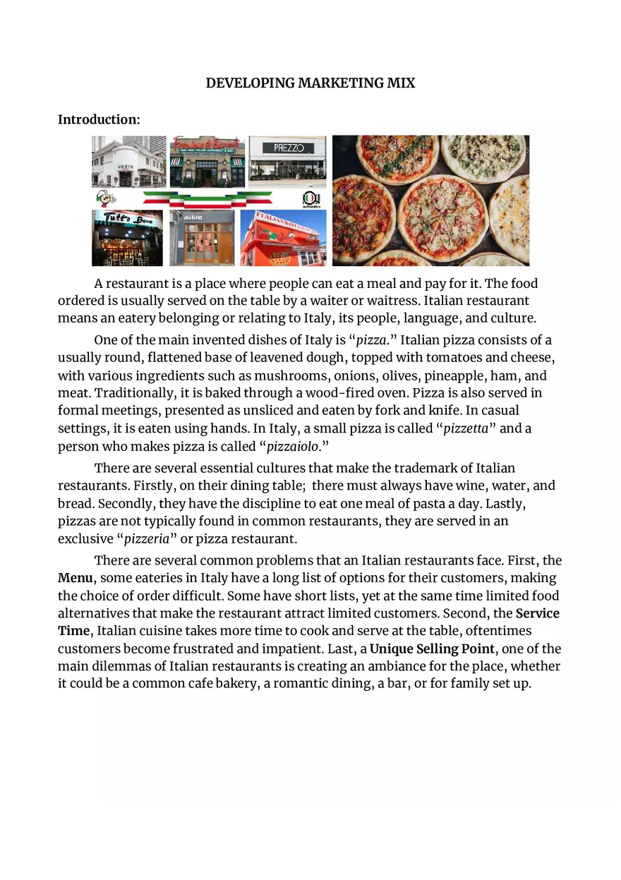 Sample Marketing Mix - Page 1