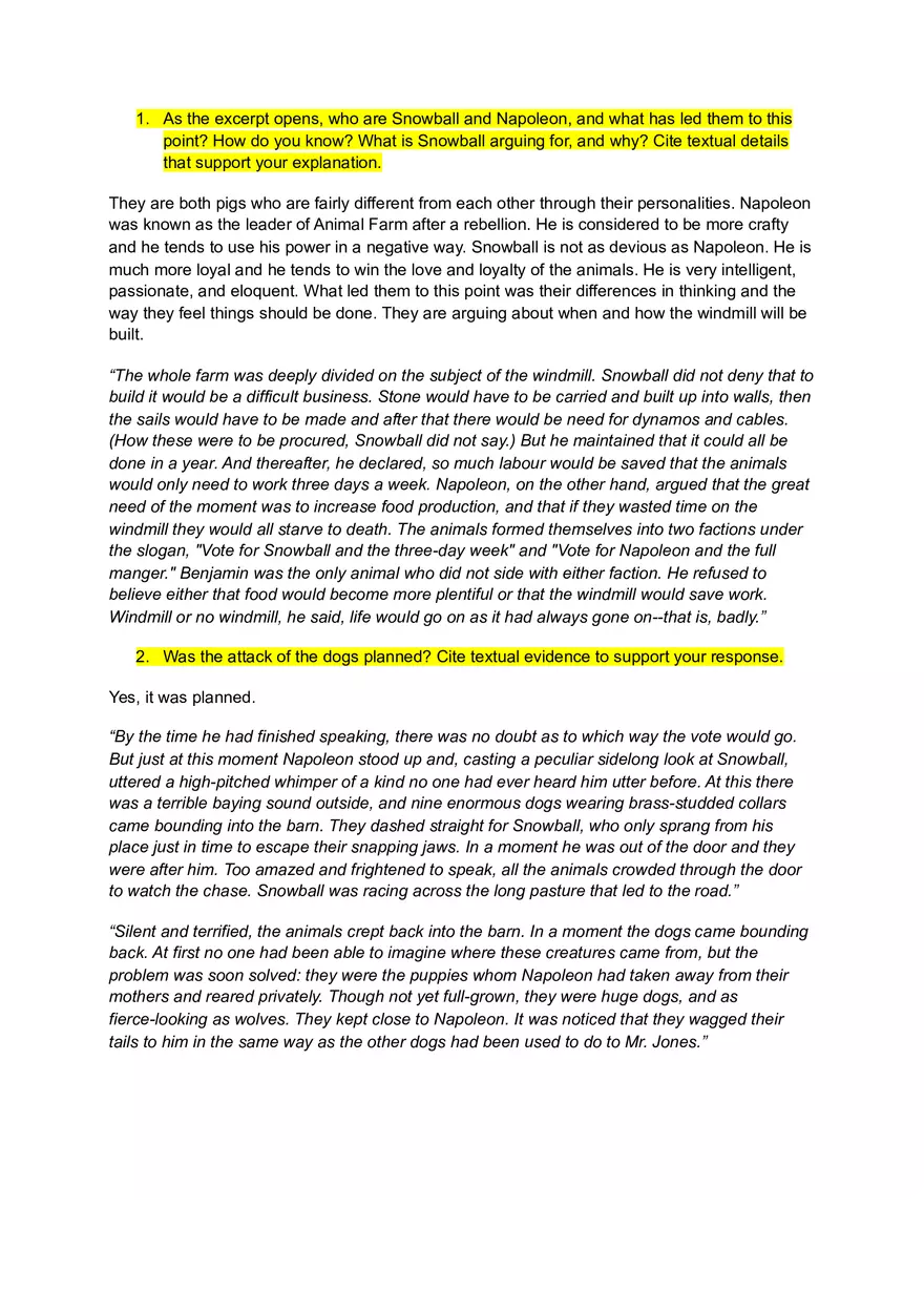 Animal Farms Answers Worksheet - Page 1