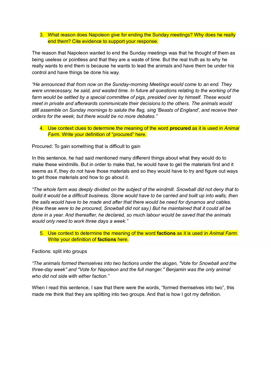 Animal Farms Answers Worksheet - Page 2