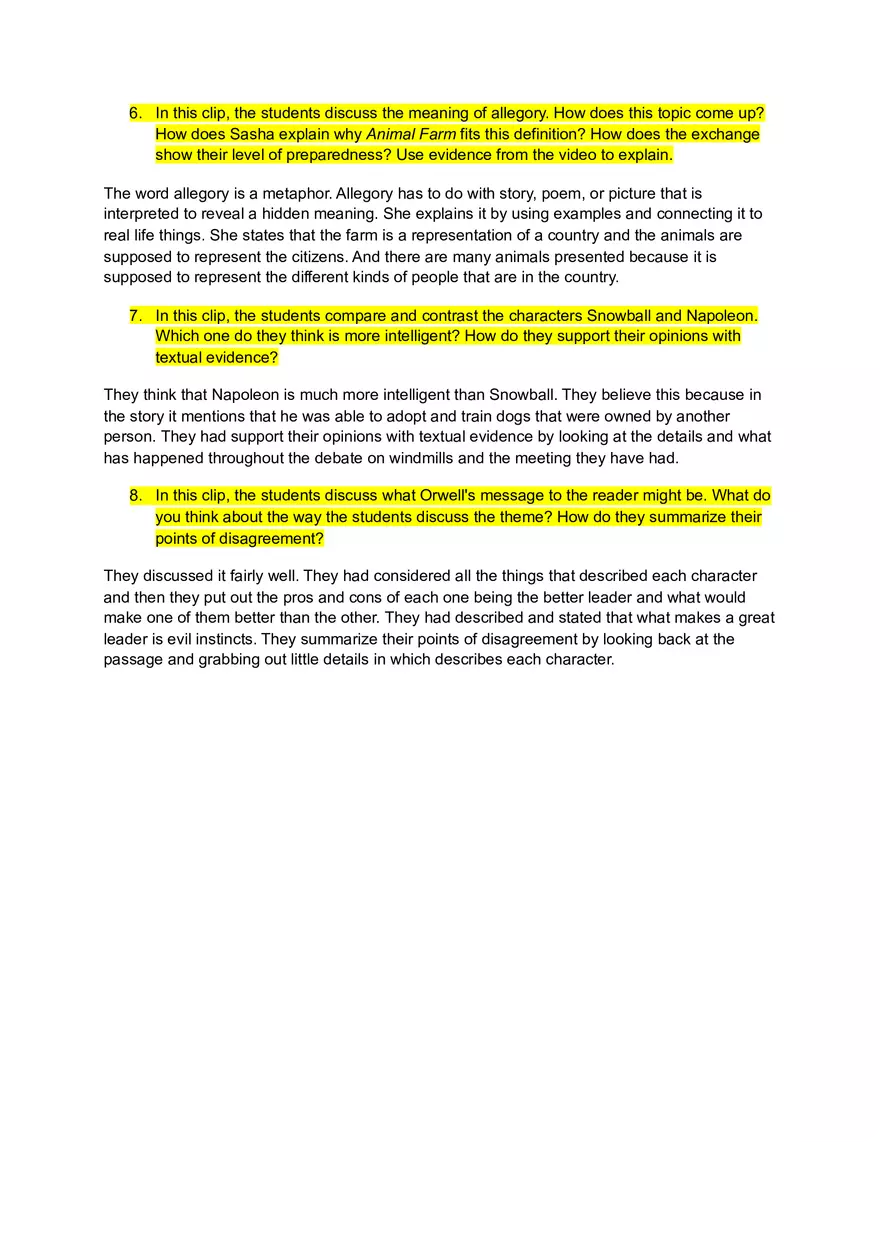 Animal Farms Answers Worksheet - Page 3