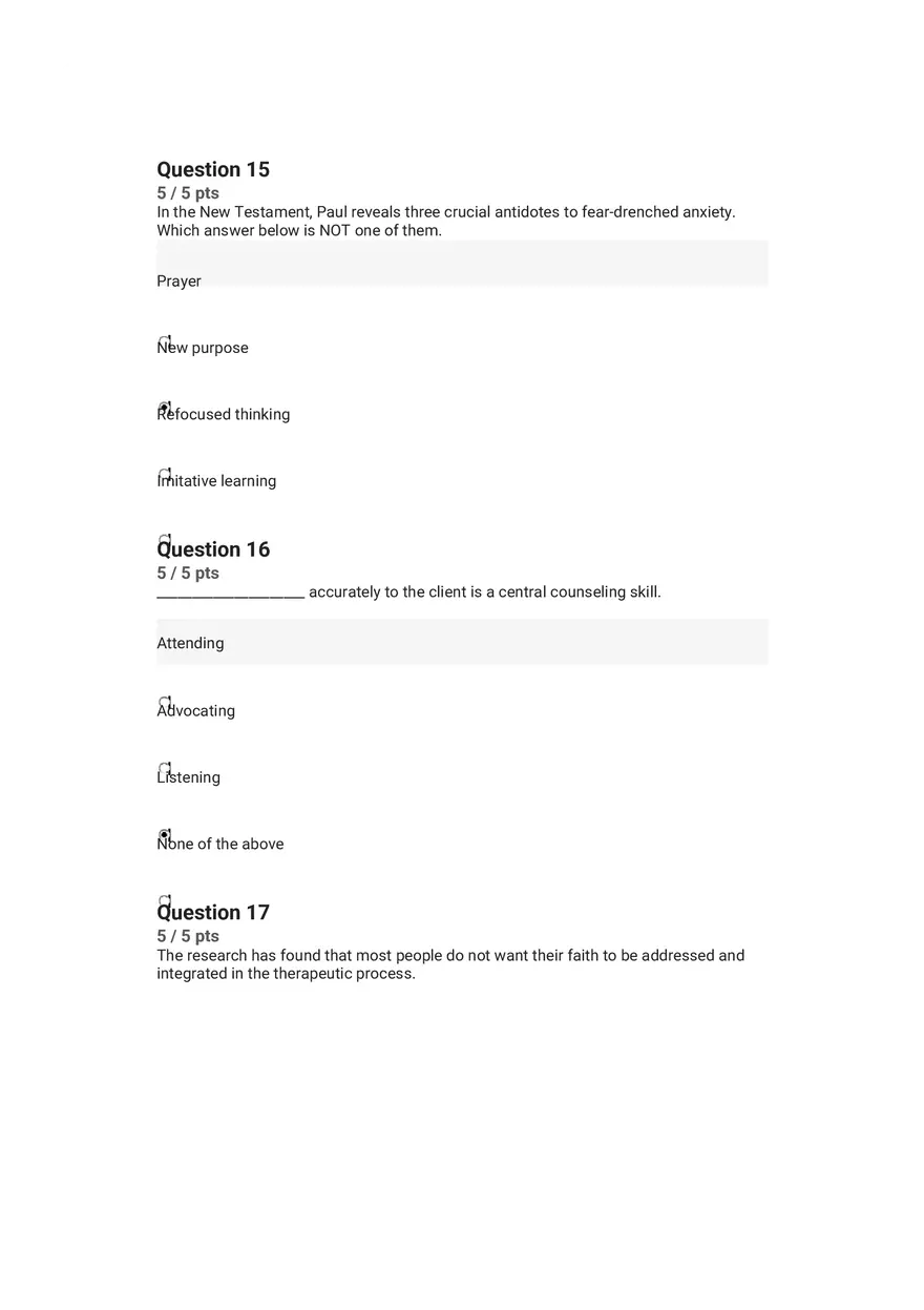 Quiz Worldview and Philosophical Underpinnings in Integrative Counseling Part 1 - Page 9
