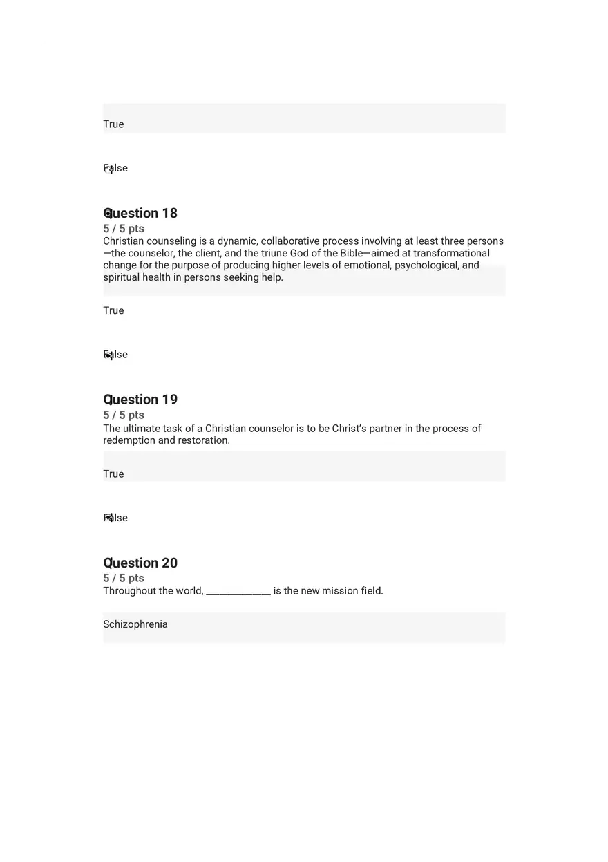 Quiz Worldview and Philosophical Underpinnings in Integrative Counseling Part 1 - Page 10