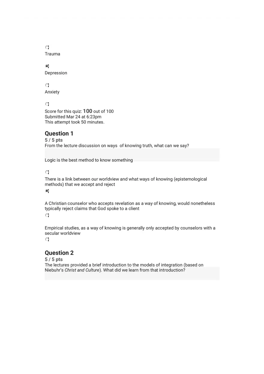 Quiz Worldview and Philosophical Underpinnings in Integrative Counseling Part 1 - Page 11