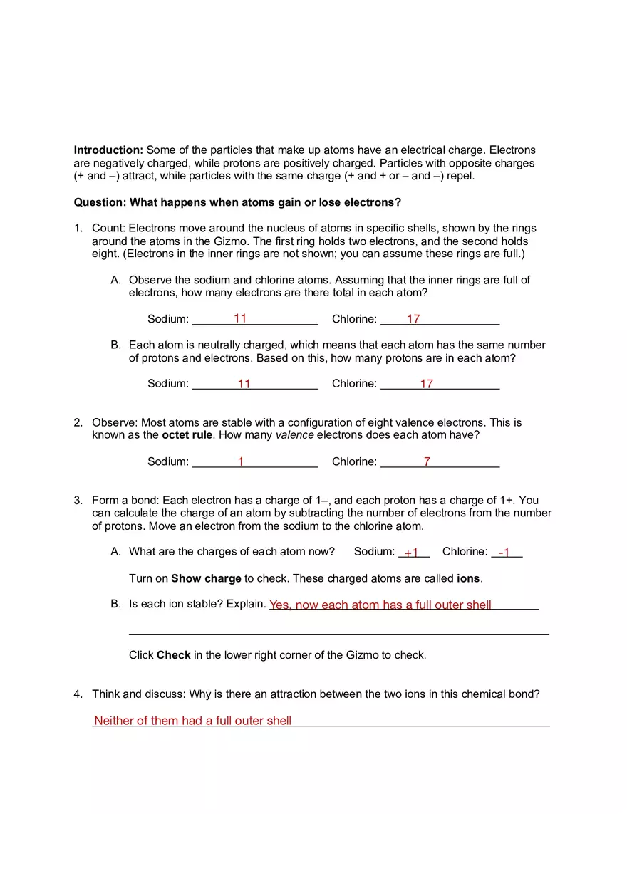 Ionic Bonds Answer Key - Page 2