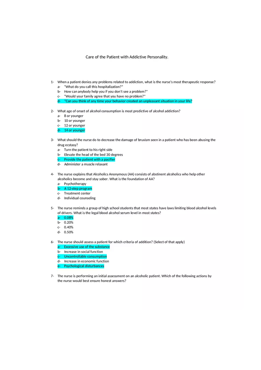 Addictive Personality Test and Study Guide - Page 1