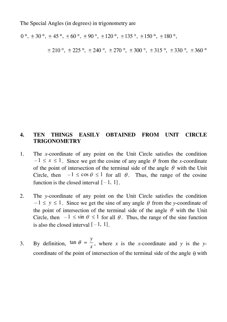 Definition Of The Six Trigonometric Functions Notes - Page 3