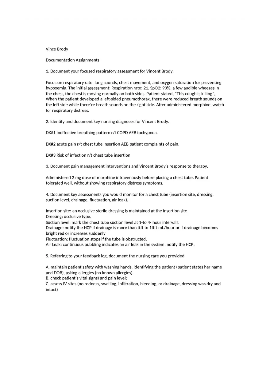 Vince Brody - Respiratory Assessment - Page 1