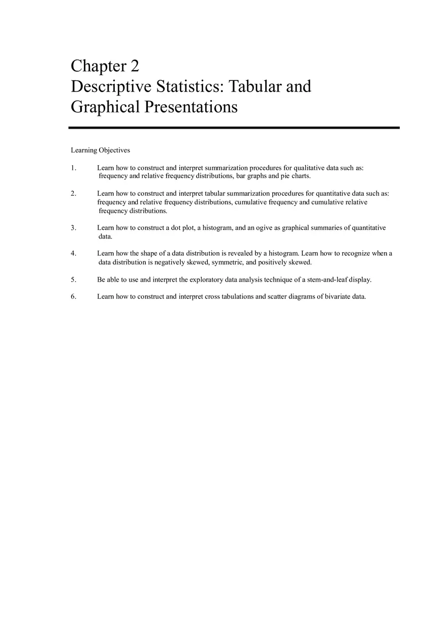 Descriptive Statistics - Tabular and Graphical Presentations Part 1 - Page 1