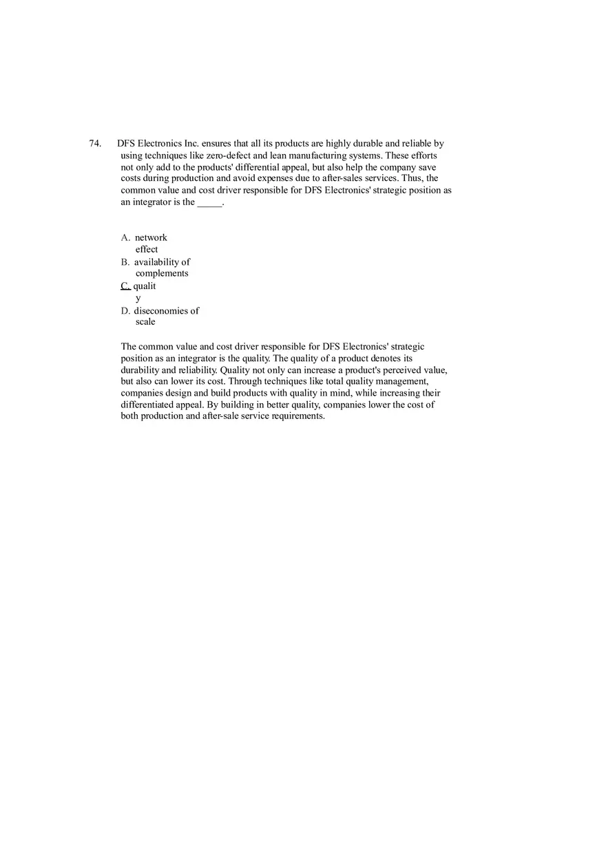 Differentiation, Cost Leadership, and Integration Answer Key Part 4 - Page 8