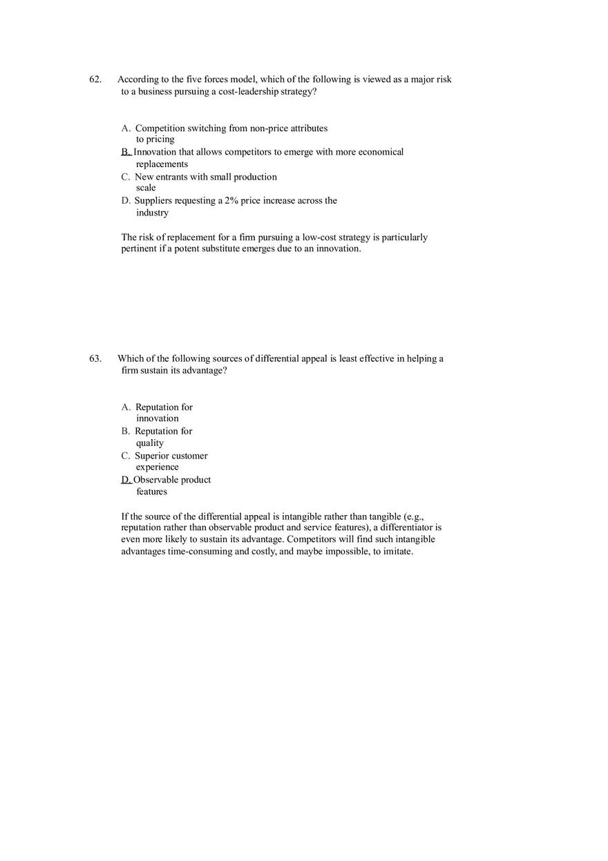 Differentiation, Cost Leadership, and Integration Answer Key Part 4 - Page 2