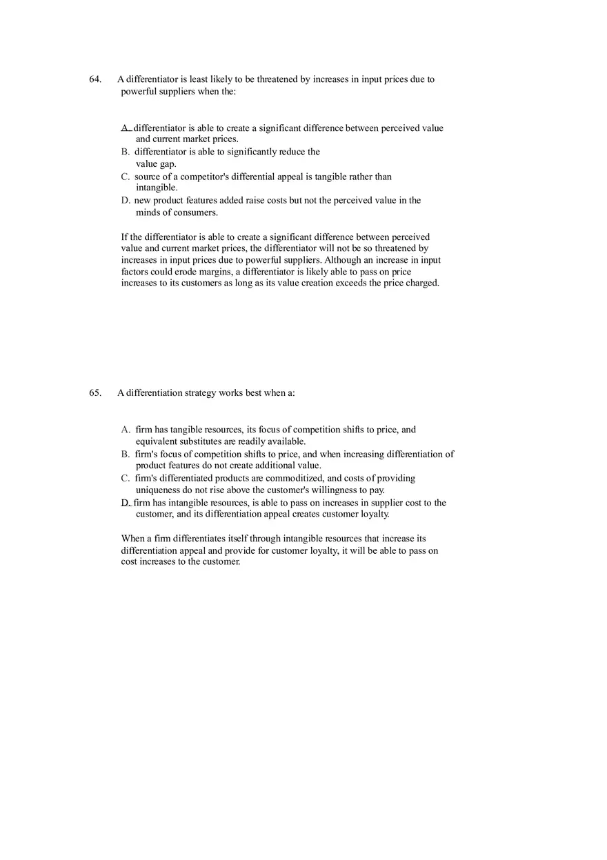 Differentiation, Cost Leadership, and Integration Answer Key Part 4 - Page 3